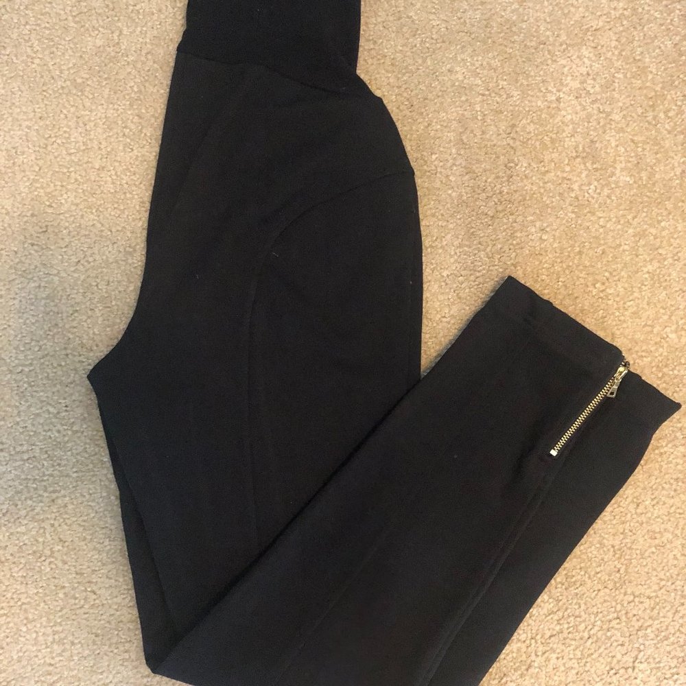Rachel Zoe Maternity Belly Band Black Leggings with Gold Zipper Size XS